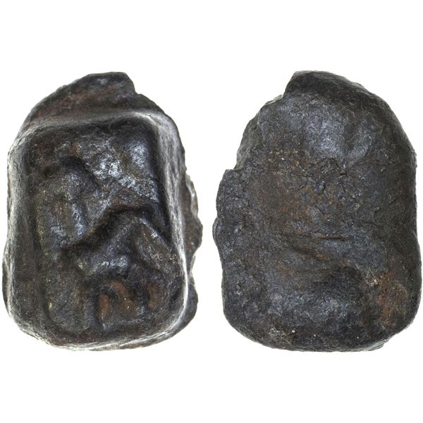 ANCIENT INDIA: PAUNI: Anonymous, 2nd/1st century BC, AE rectangular unit (6.59g), VF
