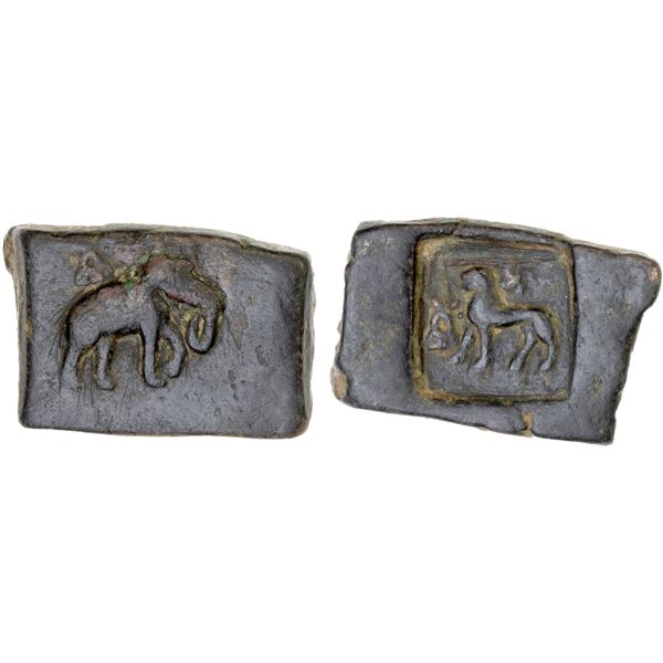 ANCIENT INDIA: TAXILA: Anonymous, 2nd century BC, AE rectangular unit (13.52g), Choice VF