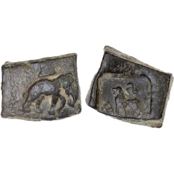 ANCIENT INDIA: TAXILA: Anonymous, 2nd century BC, AE rectangular unit (10.52g), bold VF
