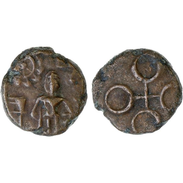 ANCIENT INDIA: UJJAIN: Anonymous, ca. 2nd century BC, AE round unit (3.59g), VF-XF