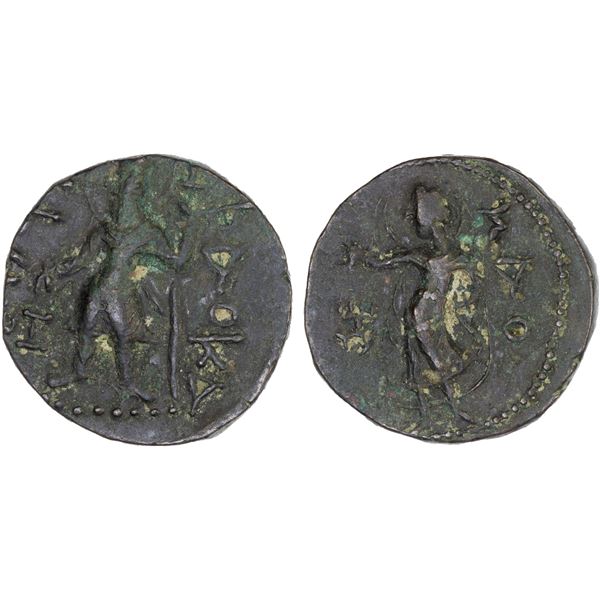 KUSHAN: Kanishka I, 127-151, AE tetradrachm (16.75g), choice VF-XF