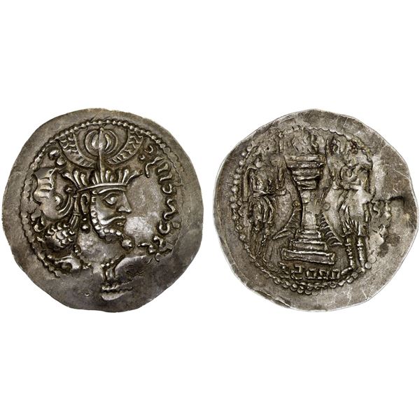 KUSHANO-SASANIAN: temp. Varhran, ca. 335-370, AR drachm (3.78g), XF
