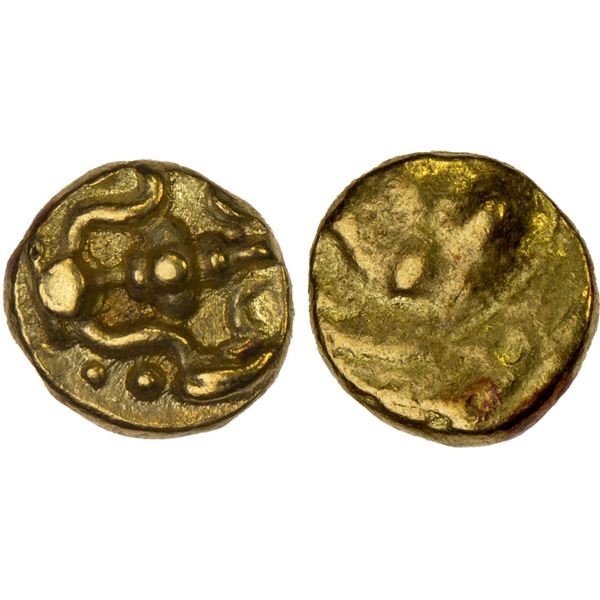 SILAHARAS OF KARAD: Anonymous, ca. 1050-1212, AV 1/4 pagoda (0.75g), choice XF