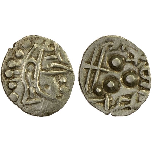 AMIRS OF MULTAN: Anonymous, ca. 675-712, AR damma (0.74g), choice XF