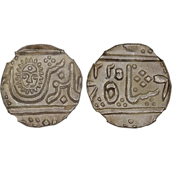 INDORE: Jaswant Rao, 1798-1811, AR 1/2 rupee, Mulharnagar, NGC MS62