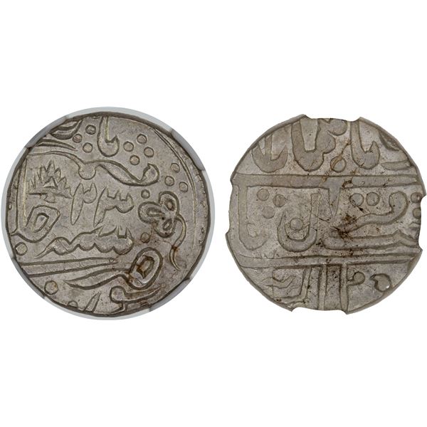 KOTAH: Kishor Singh II, 1819-1828, AR rupee (Nandgaon), year 18 (1825), NGC MS63
