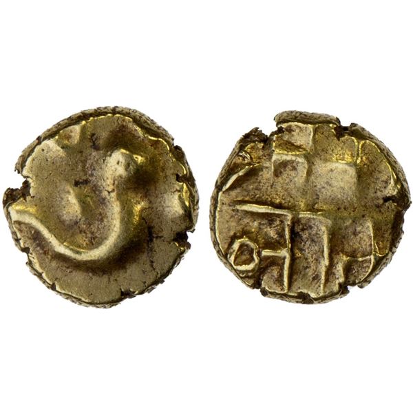 MARATHA CONFEDERACY: probably ca. 1760-1770, AV fanam (0.35g), Ramburg, VF-XF