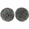 Image 1 : TRAVANCORE: Rama Varma VI, 1885-1924, AE 1/4 chuckram (2.51g), ND (1888/89), VF-XF