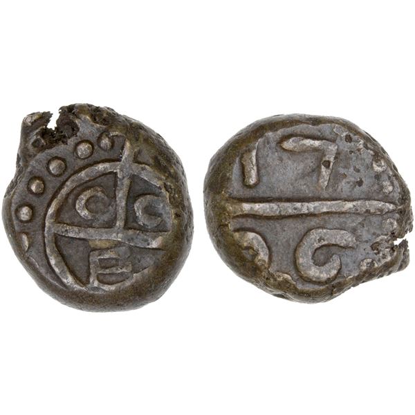 MADRAS PRESIDENCY: AE 1/2 dudu (5 cash) (4.29g), 1706, nearly XF