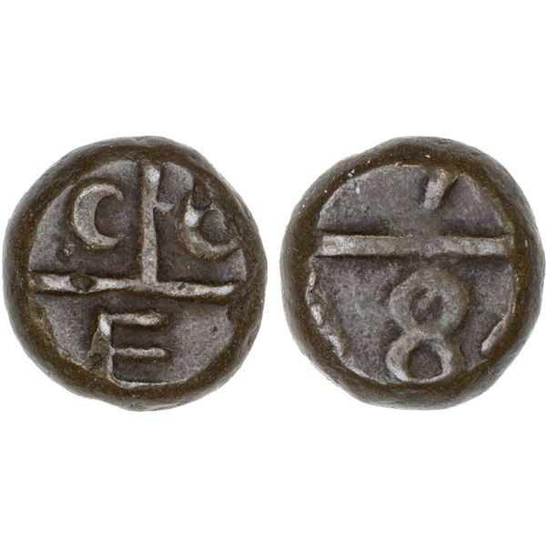MADRAS PRESIDENCY: AE 1/2 dudu (5 cash) (3.08g), 1784, choice XF