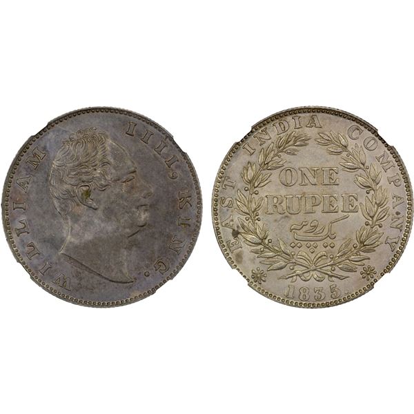 BRITISH INDIA: William IV, 1830-1837, AR rupee, 1835(c), NGC AU58