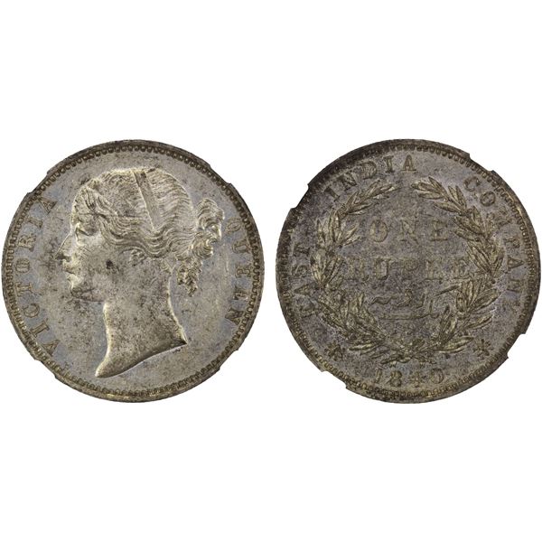 BRITISH INDIA: Victoria, Queen, 1837-1876, AR rupee, 1840(m), NGC AU58