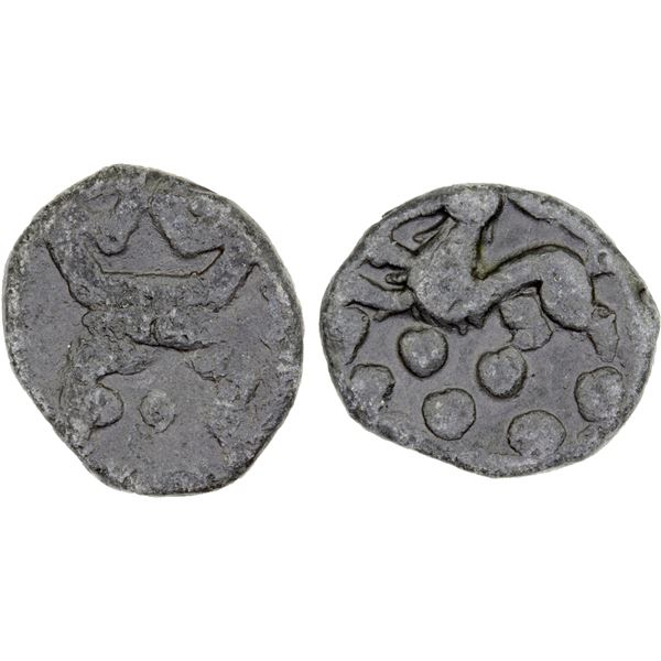 DANISH INDIA: Frederik III, 1648-1670, lead kas (2.69g), Tranquebar, ND, nearly VF