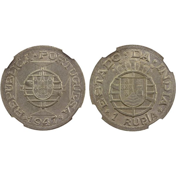 PORTUGUESE INDIA: AR rupia, 1947, NGC MS62