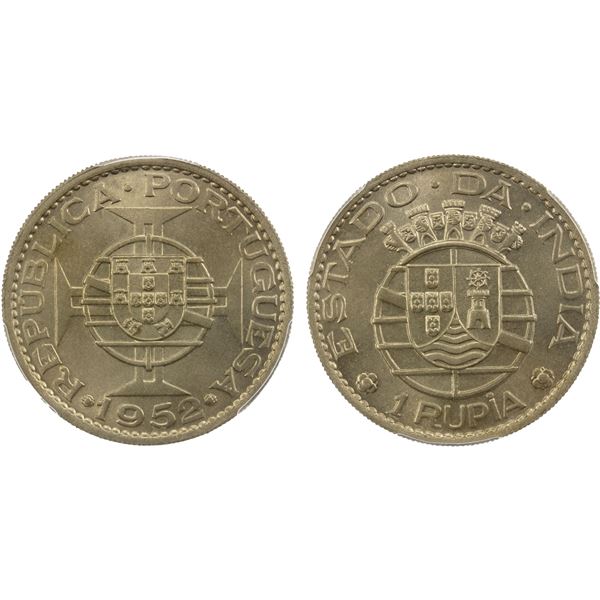 PORTUGUESE INDIA: 1 rupia, 1952, PCGS MS66