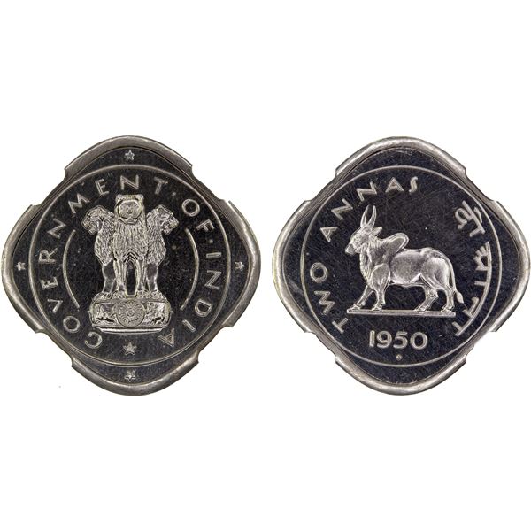 INDIA: Republic, 2 annas, 1950(b), PCGS Proof 63
