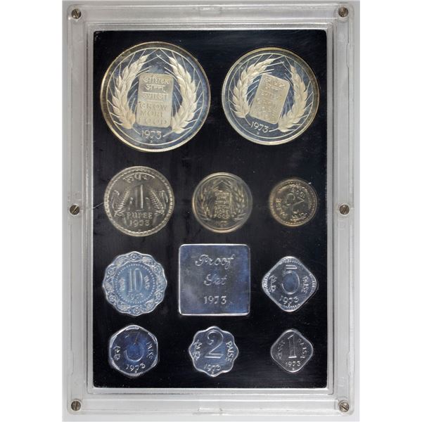 INDIA: Republic, 10-coin proof set, 1973-B