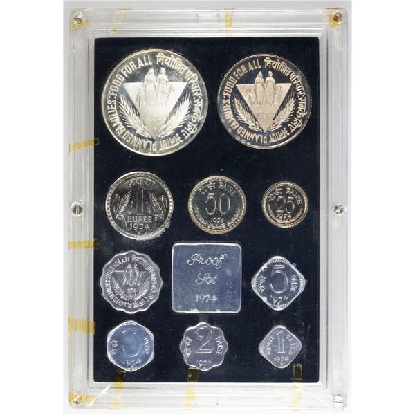 INDIA: Republic, 10-coin proof set, 1974-B