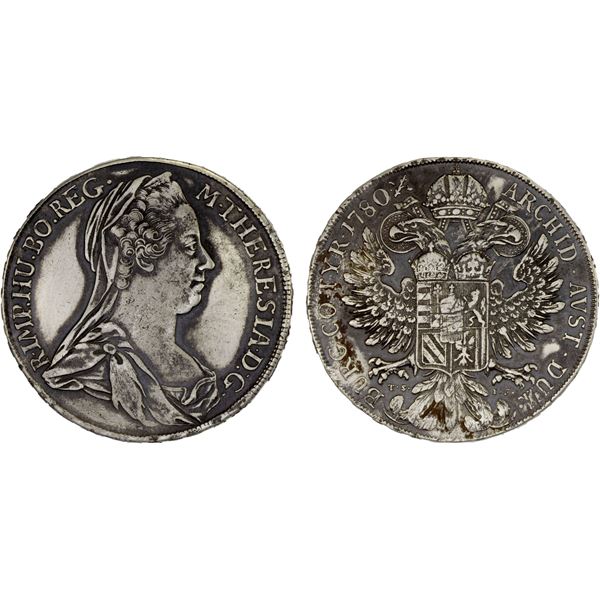 AUSTRIA: BURGAU: Maria Theresa, 1740-1780, AR thaler, 1780, VF-XF