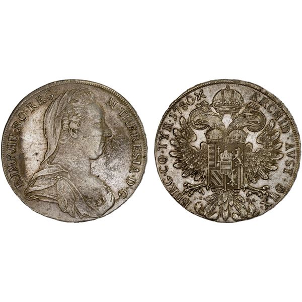 AUSTRIA: Maria Theresa, 1740-1780, AR thaler, 1780, VF-XF