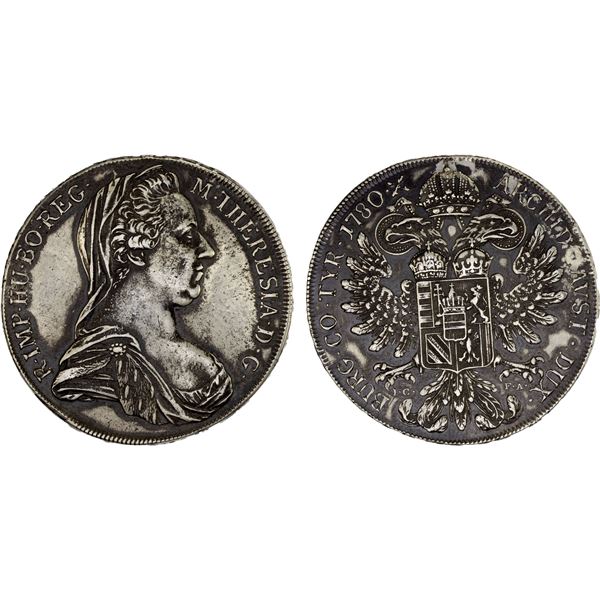 AUSTRIA: Maria Theresa, 1740-1780, AR thaler, 1780, VF-XF