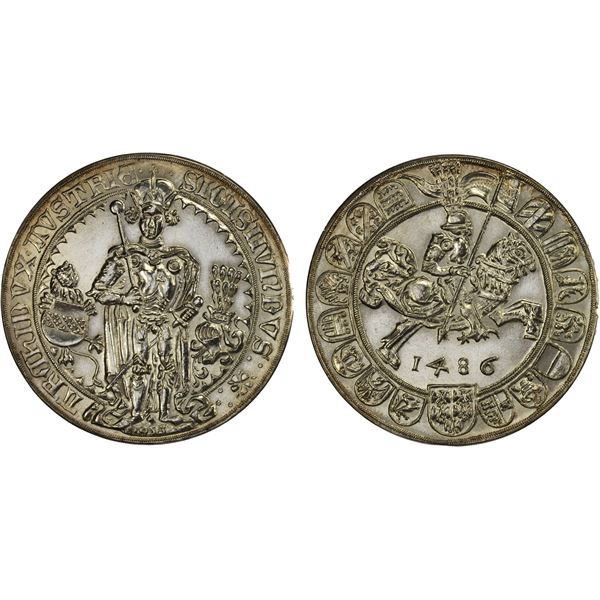 AUSTRIA: Republic: Restrikes: AR guldiner, "1486"/1953, Choice UNC