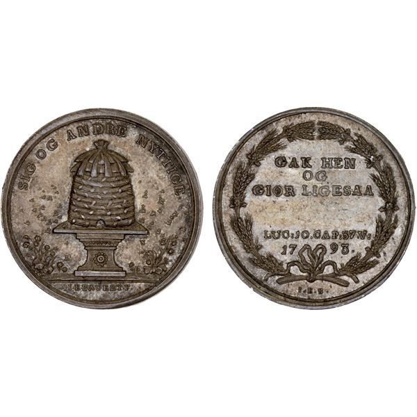 DENMARK: AR medal (6.93g), 1793, XF-AU