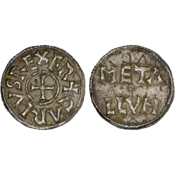 FRANCE: CAROLINGIAN: Charles the Bald, 840-877, AR denier (1.70g), Melle, XF