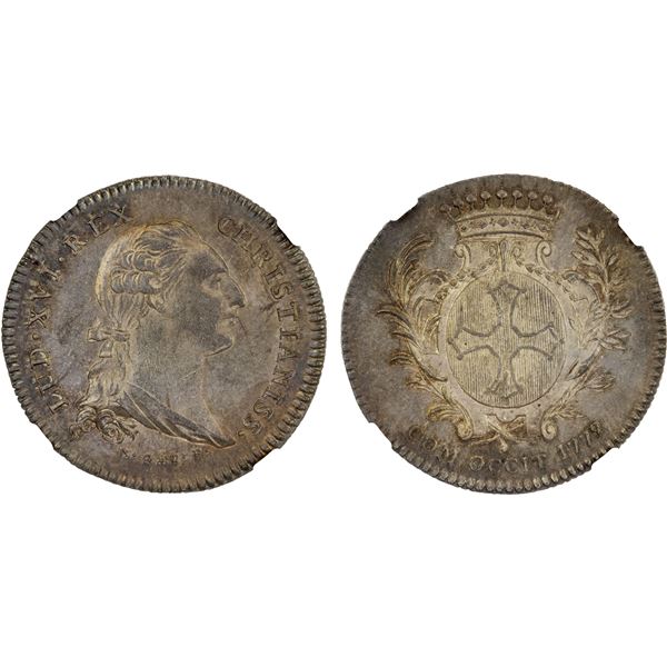 FRANCE: Louis XVI, 1774-1792, AR jeton, 1779/7, NGC MS62