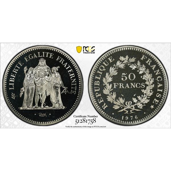 FRANCE: Fifth Republic, AR 50 francs, 1976, PCGS Specimen 69