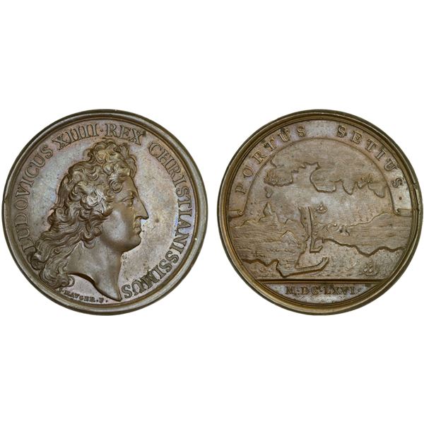 FRANCE: Louis XIV, 1643-1715, AE medal (24.53g), 1666, AU