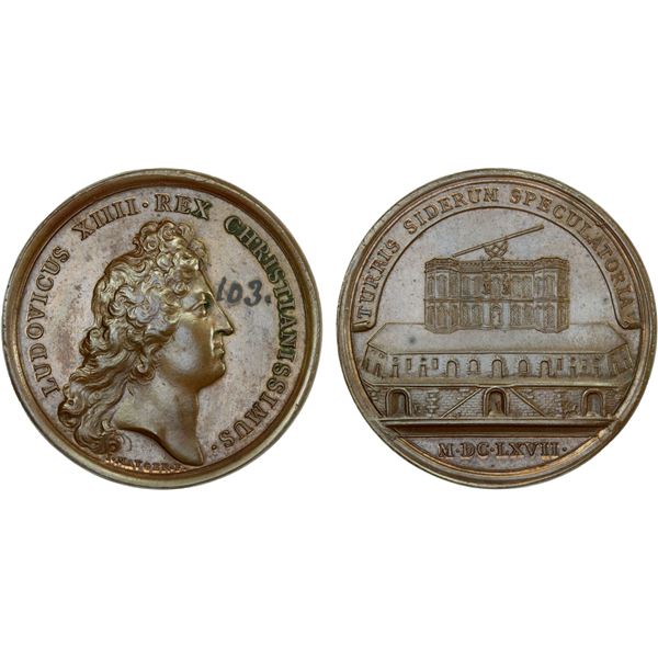 FRANCE: Louis XIV, 1643-1715, AE medal (25.80g), 1667, Choice AU