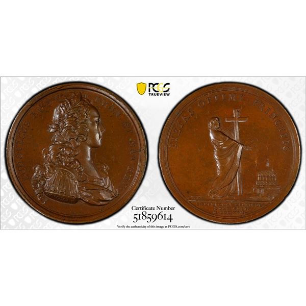 FRANCE: Louis XV, 1715-1774, AE medal, 1722, PCGS Specimen 64