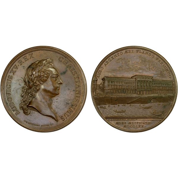 FRANCE: Louis XV, 1715-1774, AE medal (157.0g), 1770, AU