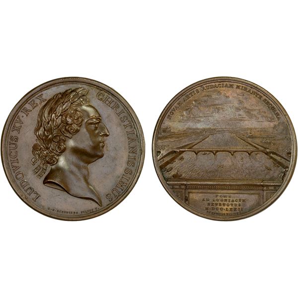 FRANCE: Louis XV, 1715-1774, AE medal (93.32g), 1772, AU