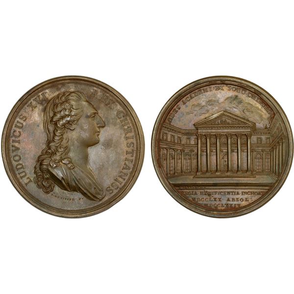 FRANCE: Louis XVI, 1774-1793, AE medal (104.3g), 1774, Choice AU