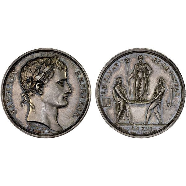 FRANCE: Napoleon I, as Emperor, 1804-1814, 1815, AR medal (15.61g), AN 13 (1804-5), XF