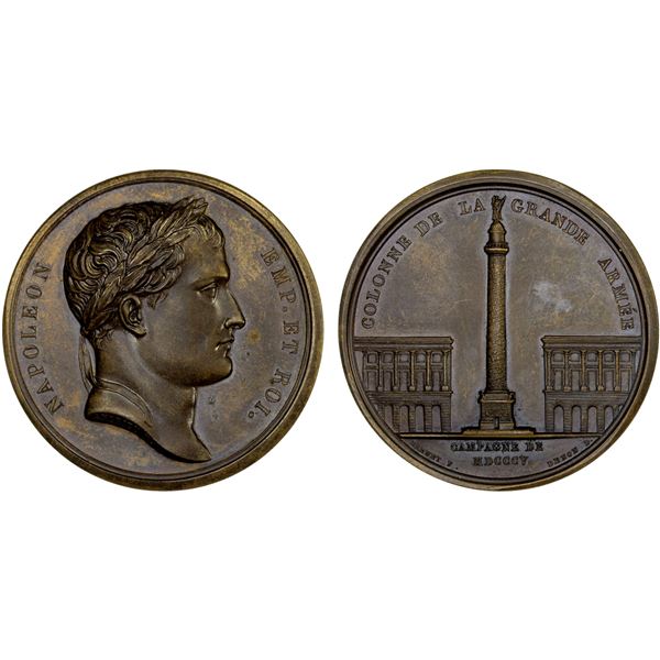 FRANCE: Napoleon I, as Emperor, 1805-1814, AE medal (32.57g), 1805, Unc