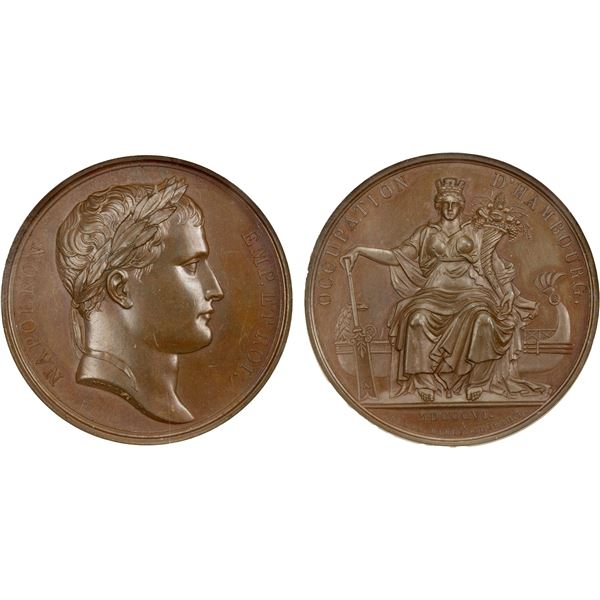 FRANCE: Napoleon I, Emperor, 1804-1814, AE medal, 1806, NGC MS64 BN