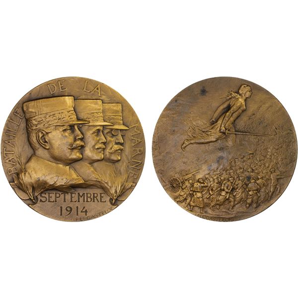 FRANCE: Republic, AE medal (142.6g), 1914, Choice AU