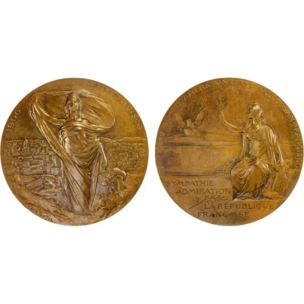 FRANCE: Republic, AE medal (301.3g), 1906 (1916), Choice AU