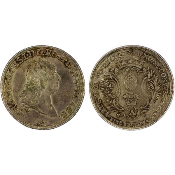 AUGSBURG: Franz I, 1745-1765, AR conventionsthaler, 1765, AGS graded AU50 details
