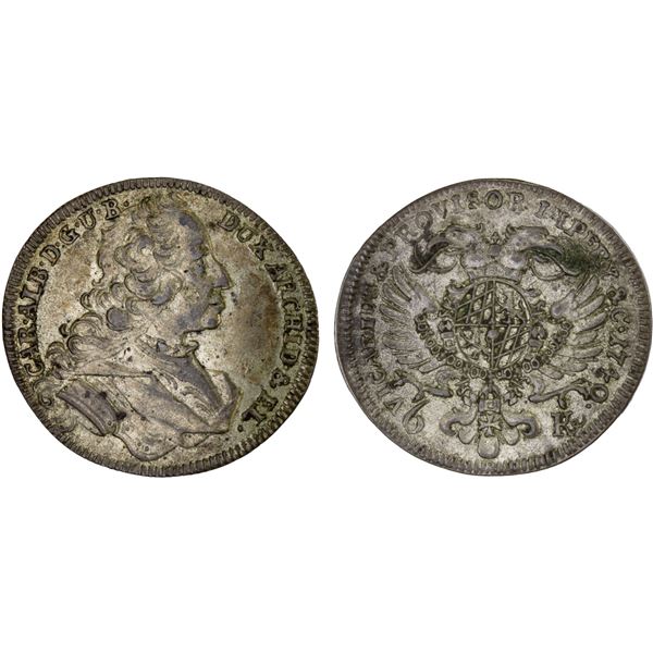 BAVARIA: Karl Albrecht, 1726-1745, AR 6 kreuzer, 1740, XF