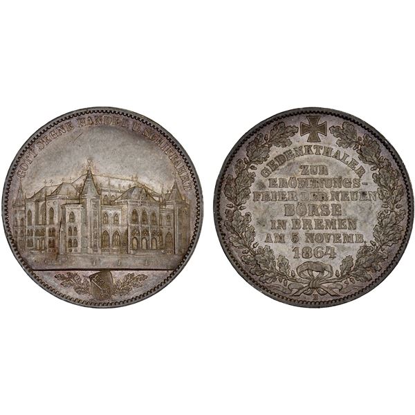 BREMEN: Free City, AR thaler, 1864-B, Choice VF