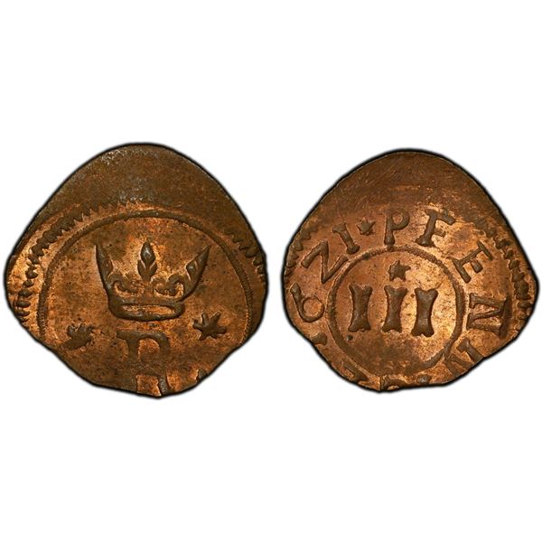 BRUNSWICK-WOLFENBÜTTEL: Friedrich Ulrich, 1613-1634, AE 3 pfennig, Regenstein, 1621, PCGS MS63 RB