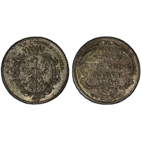 FRANKFURT: Free Imperial City, AR 20 kreuzer, 1784, PCGS AU58
