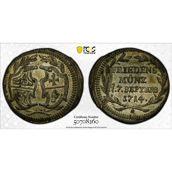 HALL IN SWABIA: Free Imperial City, AR kreuzer, Nürnberg, 1714-N, PCGS MS63