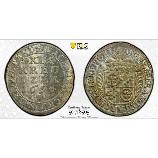 MAINZ: Anselm Francis, Archbishop, 1679-1695, AR 12 kreuzer, 1694, PCGS MS64