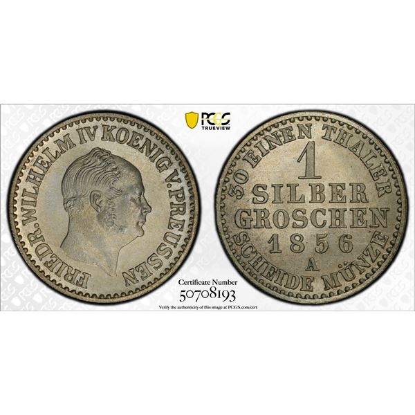 PRUSSIA: Friedrich Wilhelm IV, 1840-1861, AR groschen, 1856-A, PCGS MS66