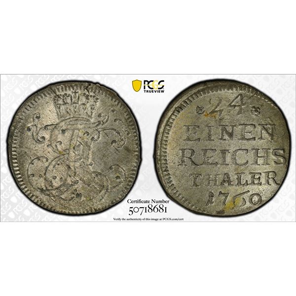 SAXE-HILDBURGHAUSEN: Ernst Friedrich III, 1745-1780, BI 1/24 thaler, 1760, PCGS MS63